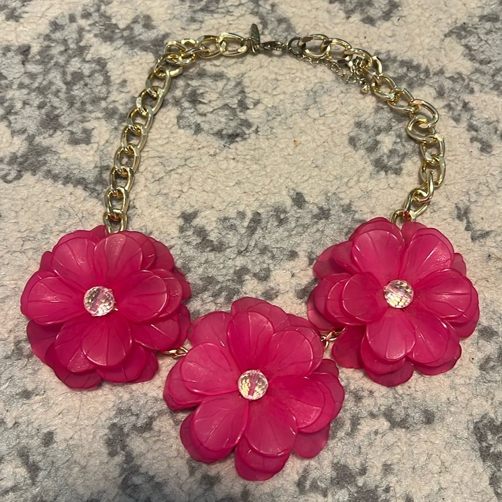 Pink Acrylic Floral necklace